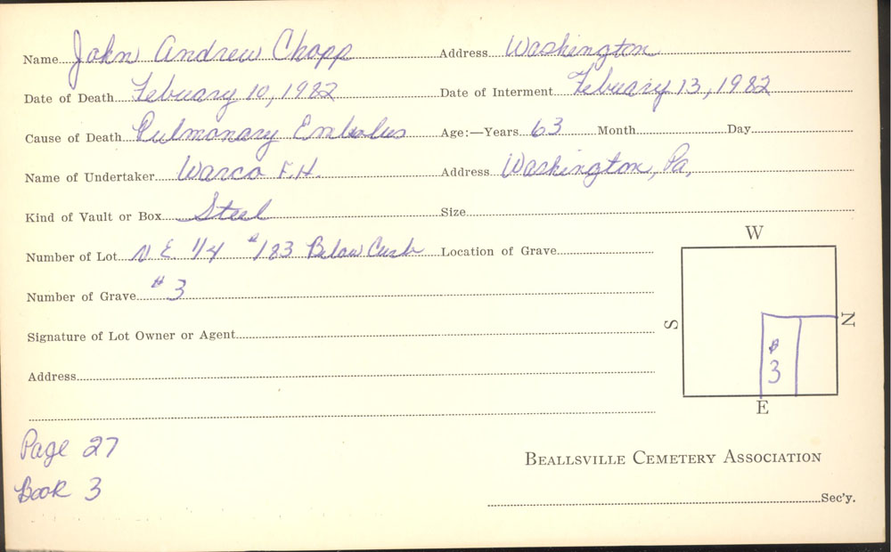 burial card
